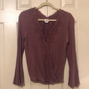 V Neck Faux Wrap Top